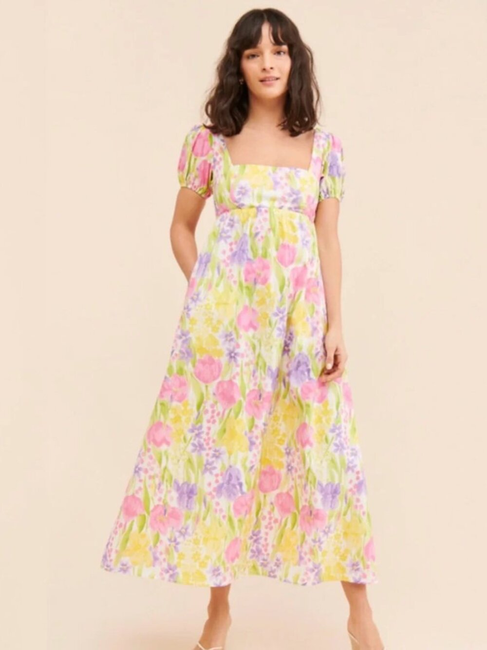 Show Me Your Mumu Smitten Floral Midi Dress BLOOMING TULIPS Sz XS